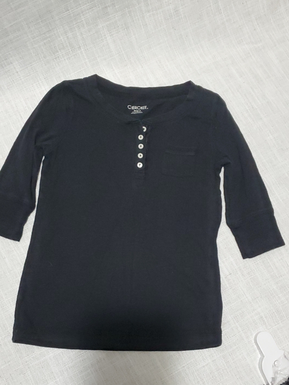 Cherokee Black Long Sleeve Henley Top for Kids
